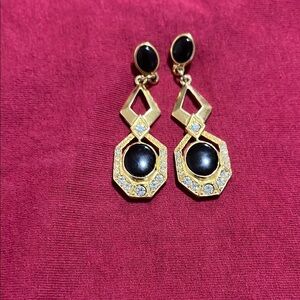 Avon Gold and Black Asymmetrical Earrings
